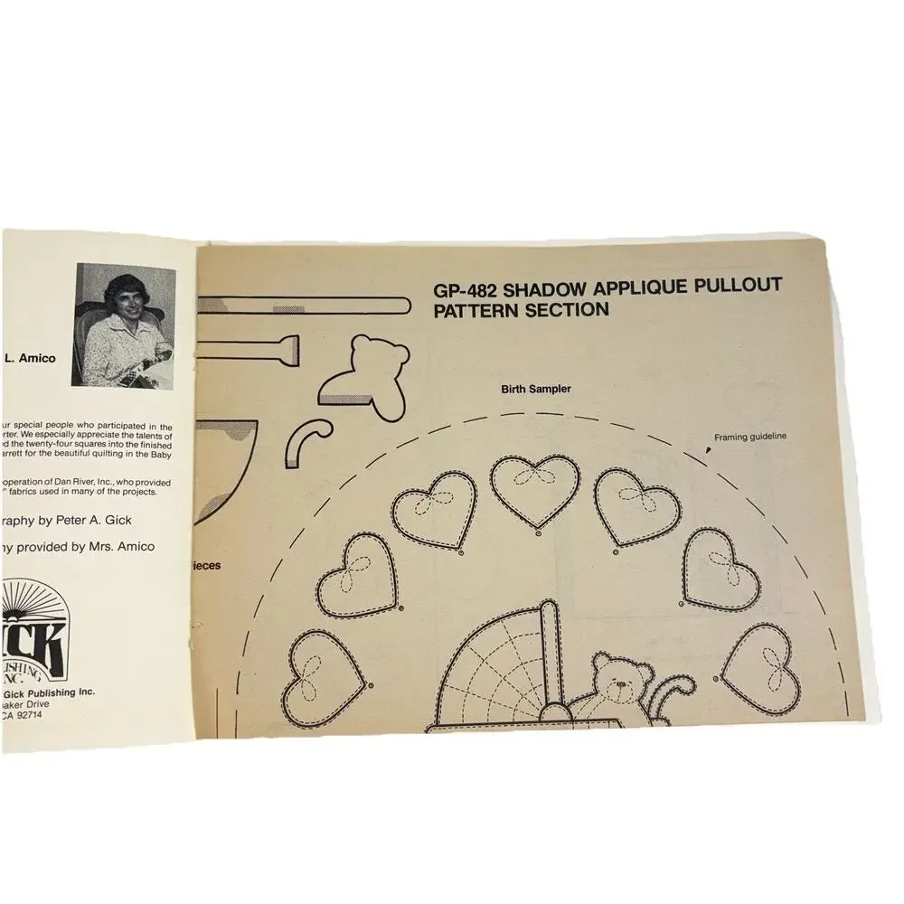 1983 Vintage Shadow Appliqué Book Includes Patterns Nursery Cottage